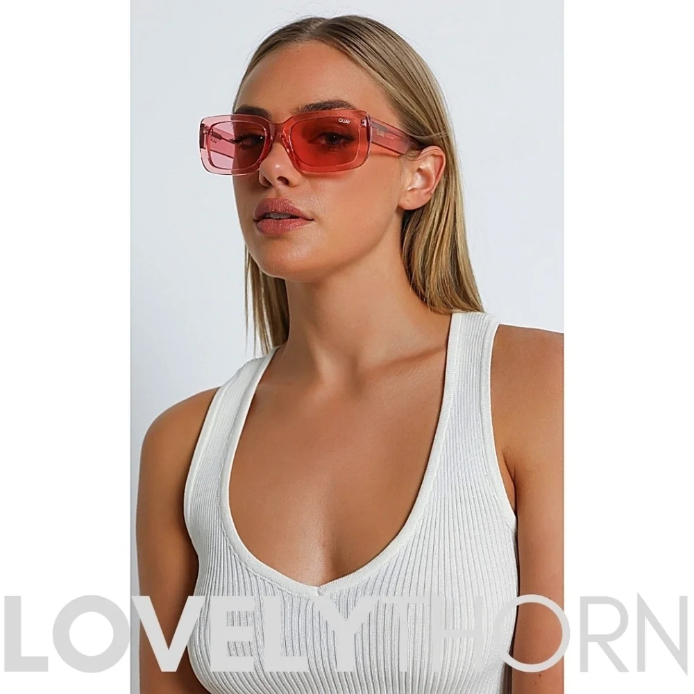 QUAY // ltd ed rare coral rectangular retro-chic yada yada sunglasses